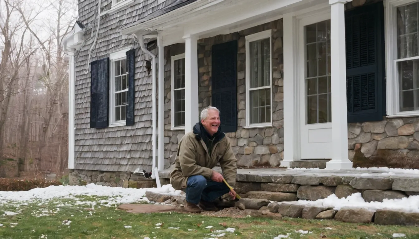 A friendly provider inspecting the stone foundation of an older home in Buena